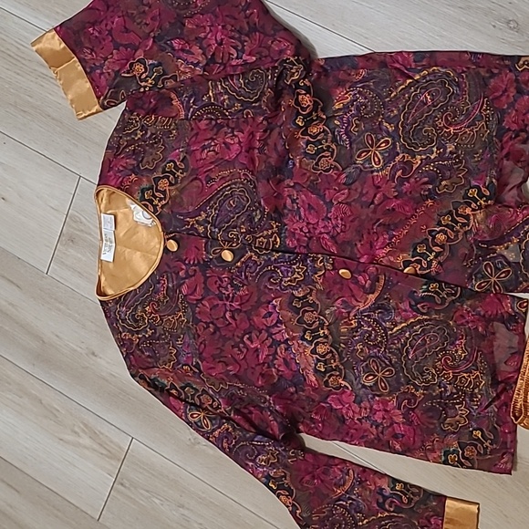 Victoria's Secret Vintage  Satin Pajama Set - Maroon and Gold Size M - Picture 2 of 7
